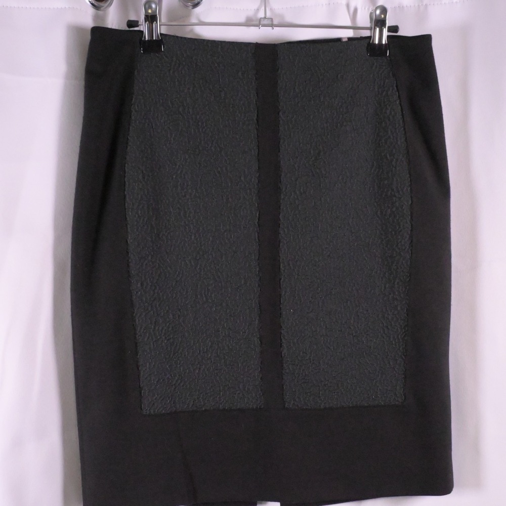 Tahari Women's 4 Black Gray Two Tone Pencil Skirt Tailored Workwear 30x20.5